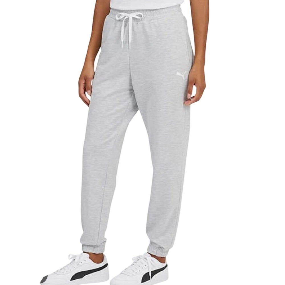Puma Mens Jogger Sweatpants Athletic Casual Lounge Gray Logo Size M
